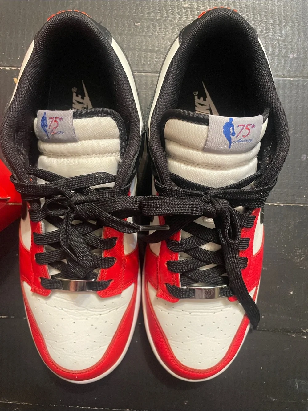 Nike Dunk Low Retro EMB Red, Black & White Low-Top Sneakers